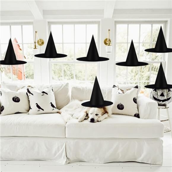 12pcs Halloween Black Witch Hats Costume Accessory Decoration Hanging Wizard Hat - Picture 4 of 7